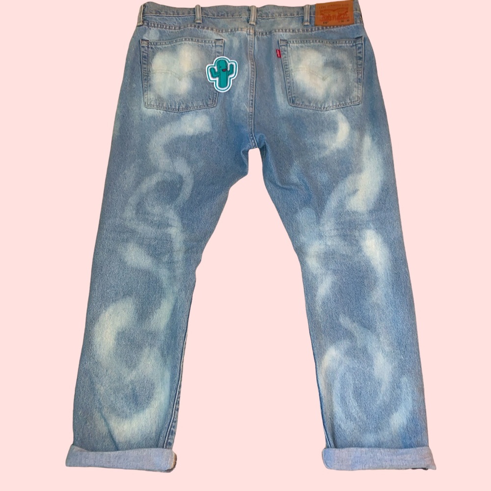 Customized Levi’s 510 Blue Denim Jeans Sz 38 (fits Women Sz 22 or XXL) - Picture 2 of 6